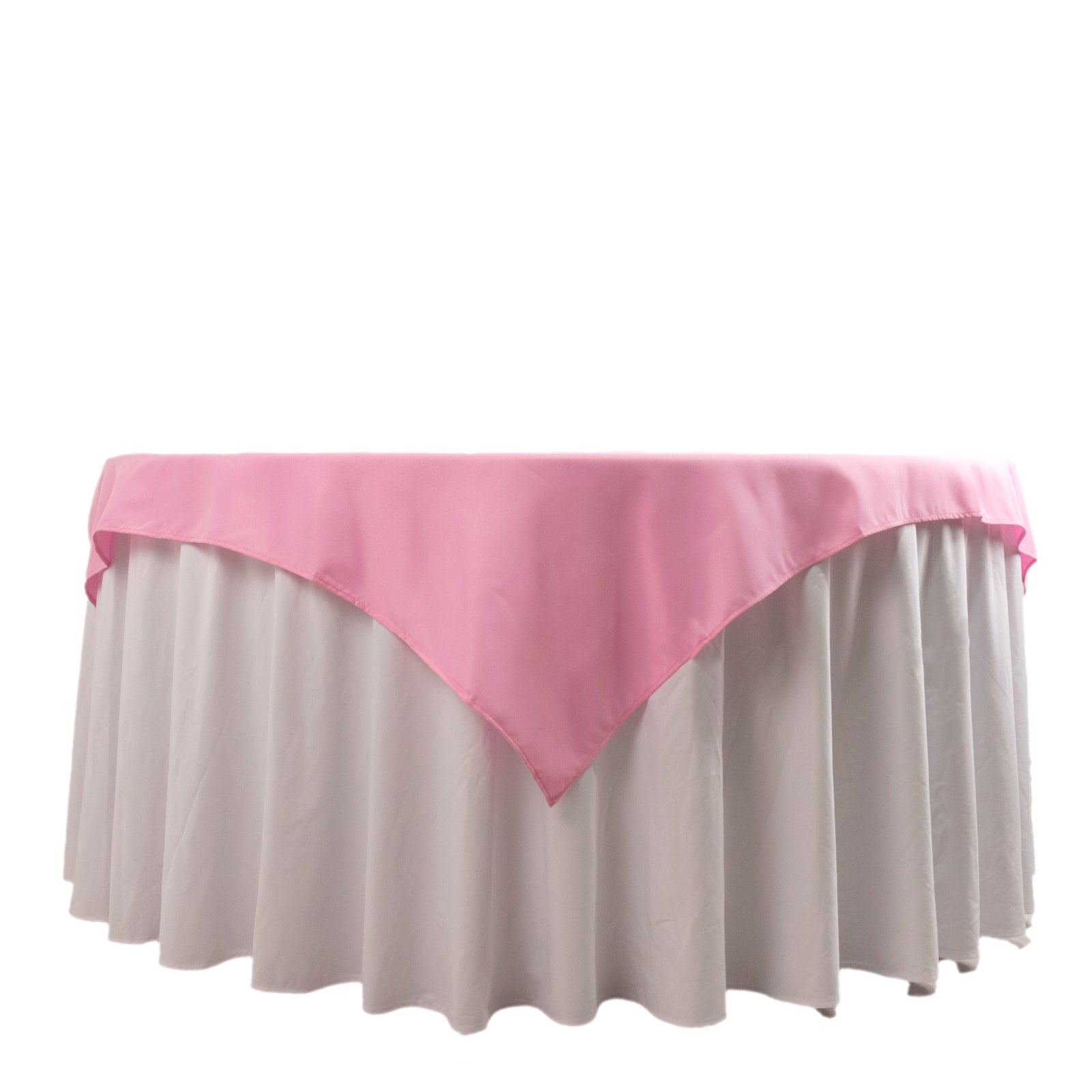 Premium Polyester 54"x54" Table Overlay Square Tablecloth Pink - Stain and Wrinkle - Resistant 220GSM Table Topper - Bell Racket Store