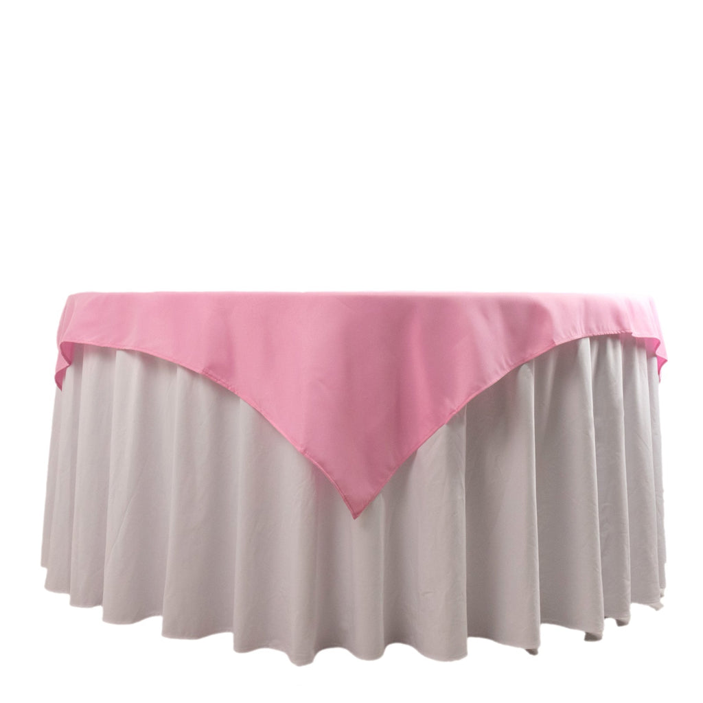 Premium Polyester 54"x54" Table Overlay Square Tablecloth Pink - Stain and Wrinkle - Resistant 220GSM Table Topper - Bell Racket Store