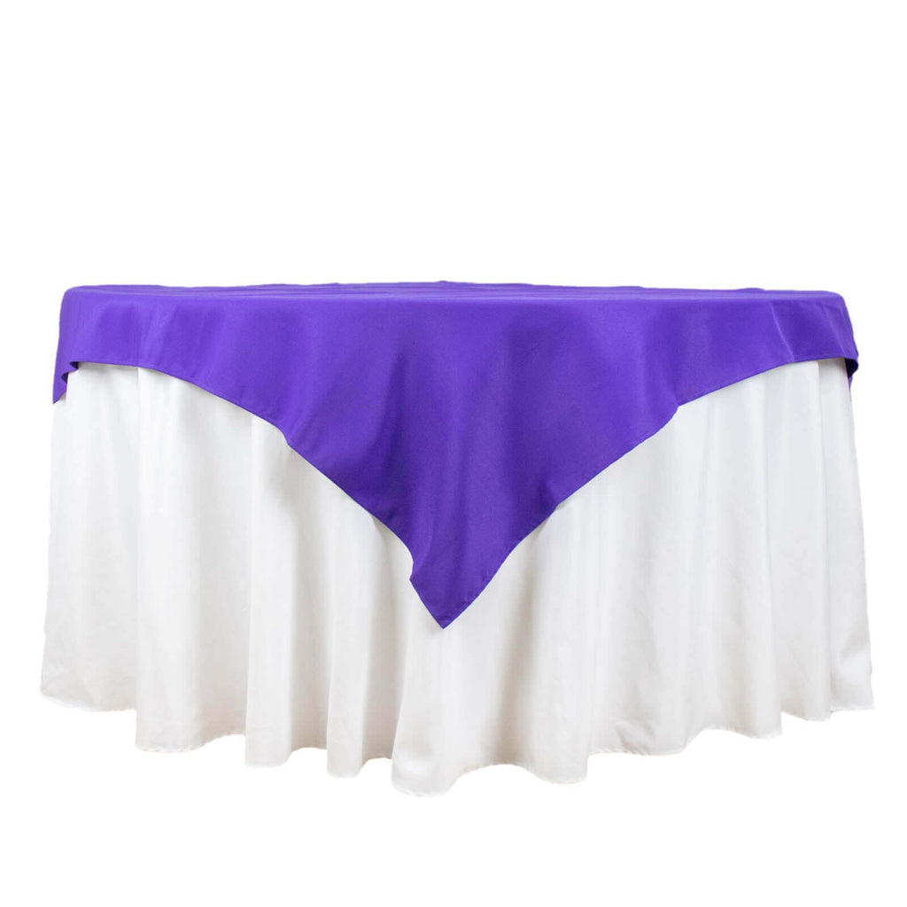Premium Polyester 54"x54" Table Overlay Square Tablecloth Purple - 220GSM Stain and Wrinkle - Resistant Table Topper - Bell Racket Store