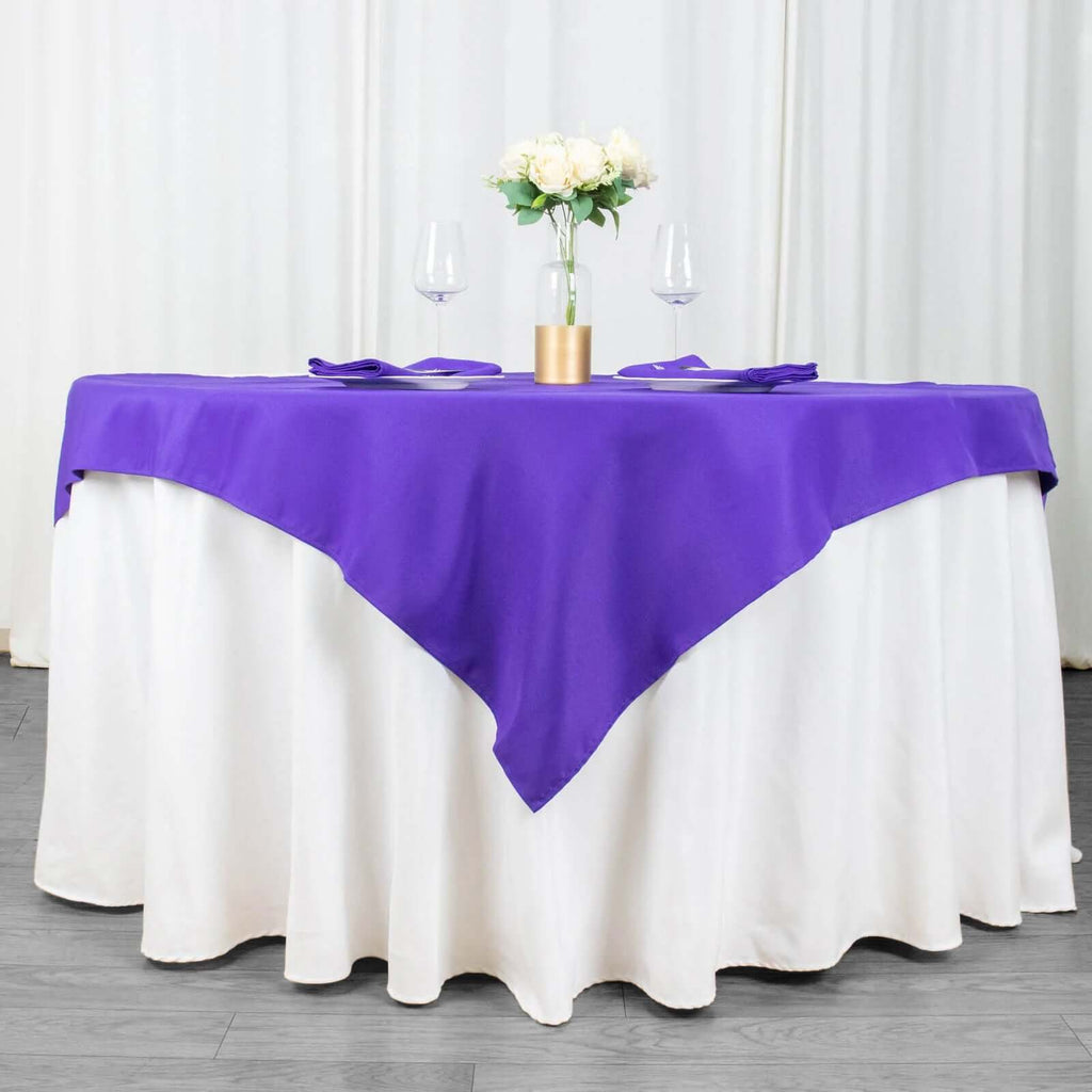 Premium Polyester 54"x54" Table Overlay Square Tablecloth Purple - 220GSM Stain and Wrinkle - Resistant Table Topper - Bell Racket Store