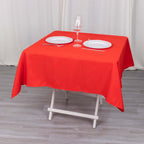 Premium Polyester 54"x54" Table Overlay Square Tablecloth Red - Stain and Wrinkle - Resistant 220GSM Table Topper - Bell Racket Store