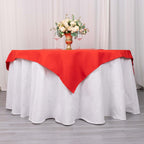Premium Polyester 54"x54" Table Overlay Square Tablecloth Red - Stain and Wrinkle - Resistant 220GSM Table Topper - Bell Racket Store