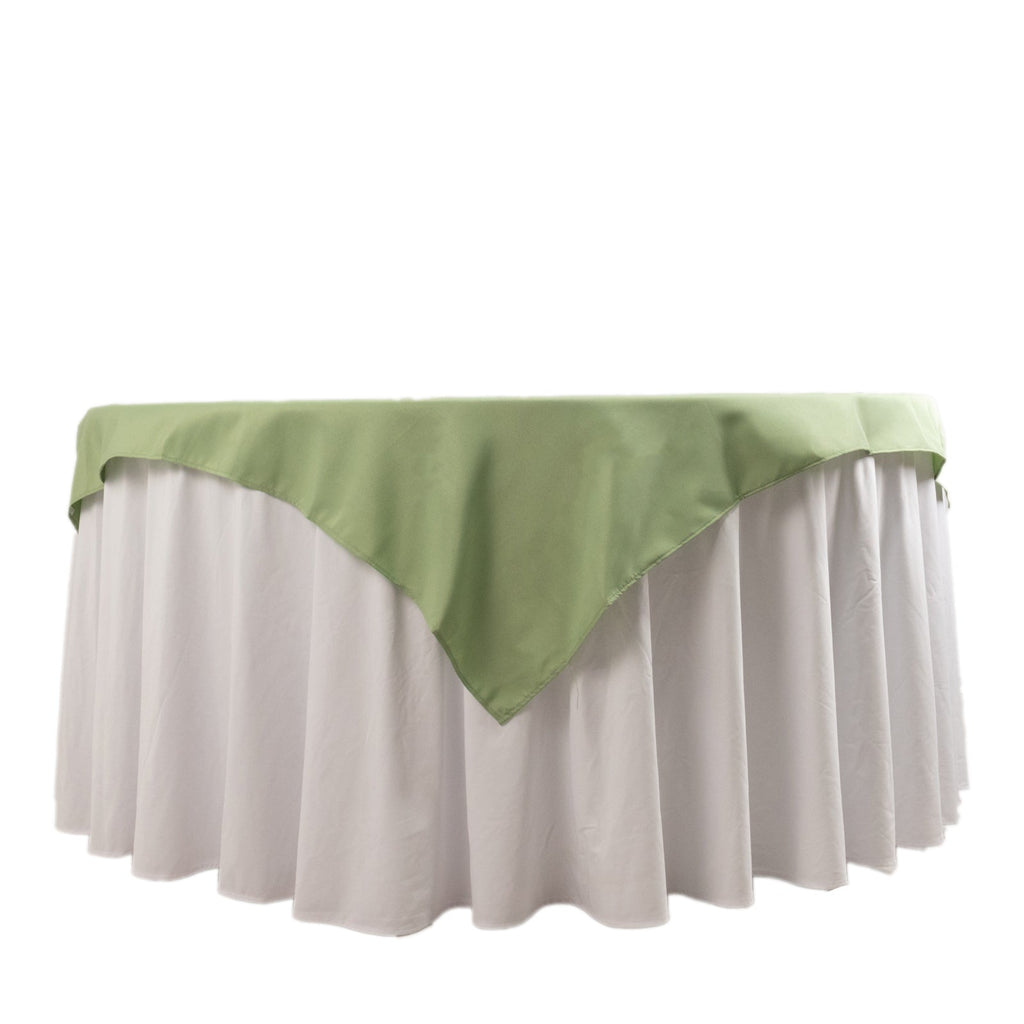 Premium Polyester 54"x54" Table Overlay Square Tablecloth Sage Green - Stain and Wrinkle - Resistant 220GSM Table Topper - Bell Racket Store