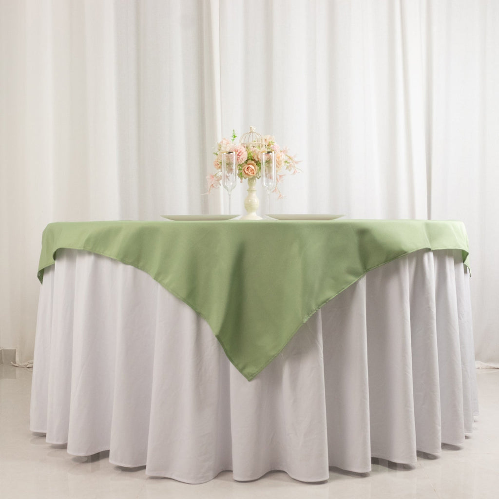 Premium Polyester 54"x54" Table Overlay Square Tablecloth Sage Green - Stain and Wrinkle - Resistant 220GSM Table Topper - Bell Racket Store