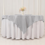 Premium Polyester 54"x54" Table Overlay Square Tablecloth Silver - Stain and Wrinkle - Resistant 220GSM Table Topper - Bell Racket Store