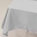 Premium Polyester 54"x54" Table Overlay Square Tablecloth Silver - Stain and Wrinkle - Resistant 220GSM Table Topper - Bell Racket Store