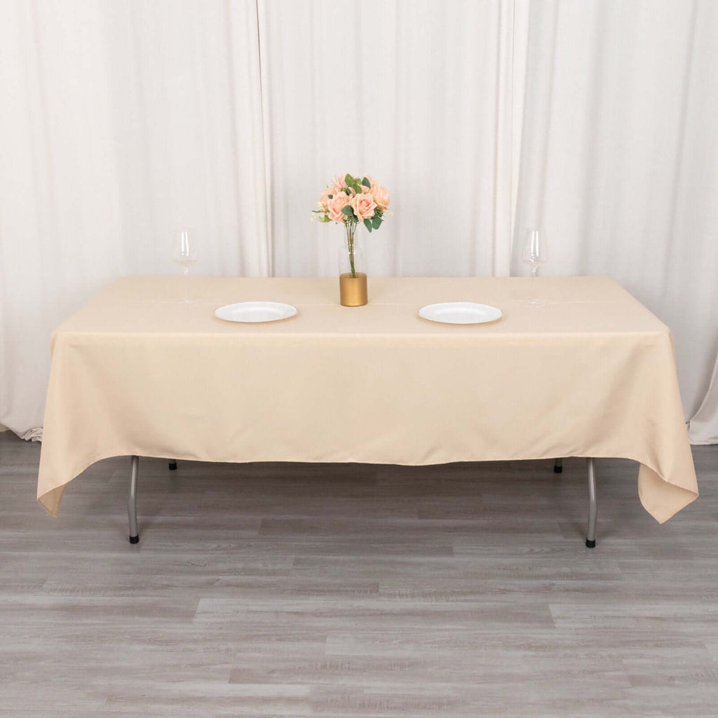 Premium Polyester 60"x102" Rectangle Tablecloth Beige - Durable 220GSM Wrinkle - Resistant Table Cover - Bell Racket Store