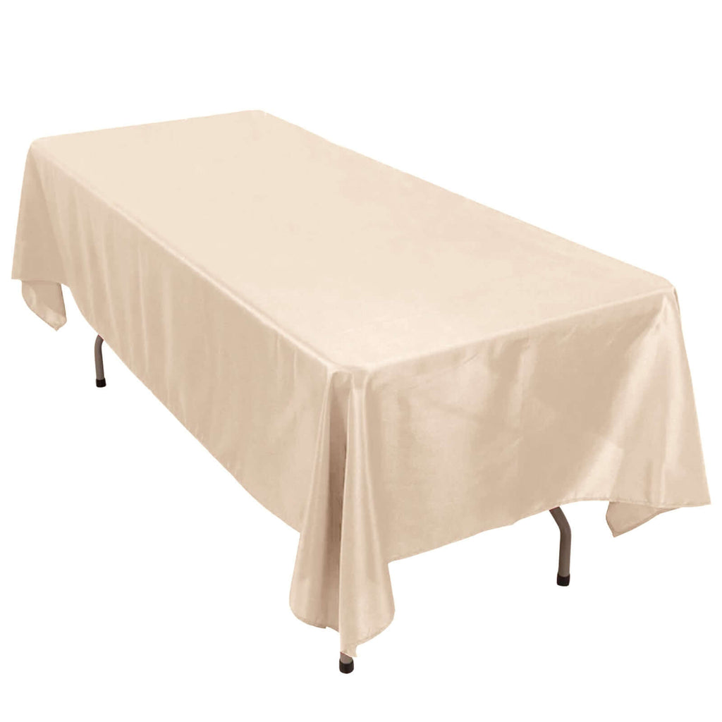 Premium Polyester 60"x102" Rectangle Tablecloth Beige - Durable 220GSM Wrinkle - Resistant Table Cover - Bell Racket Store