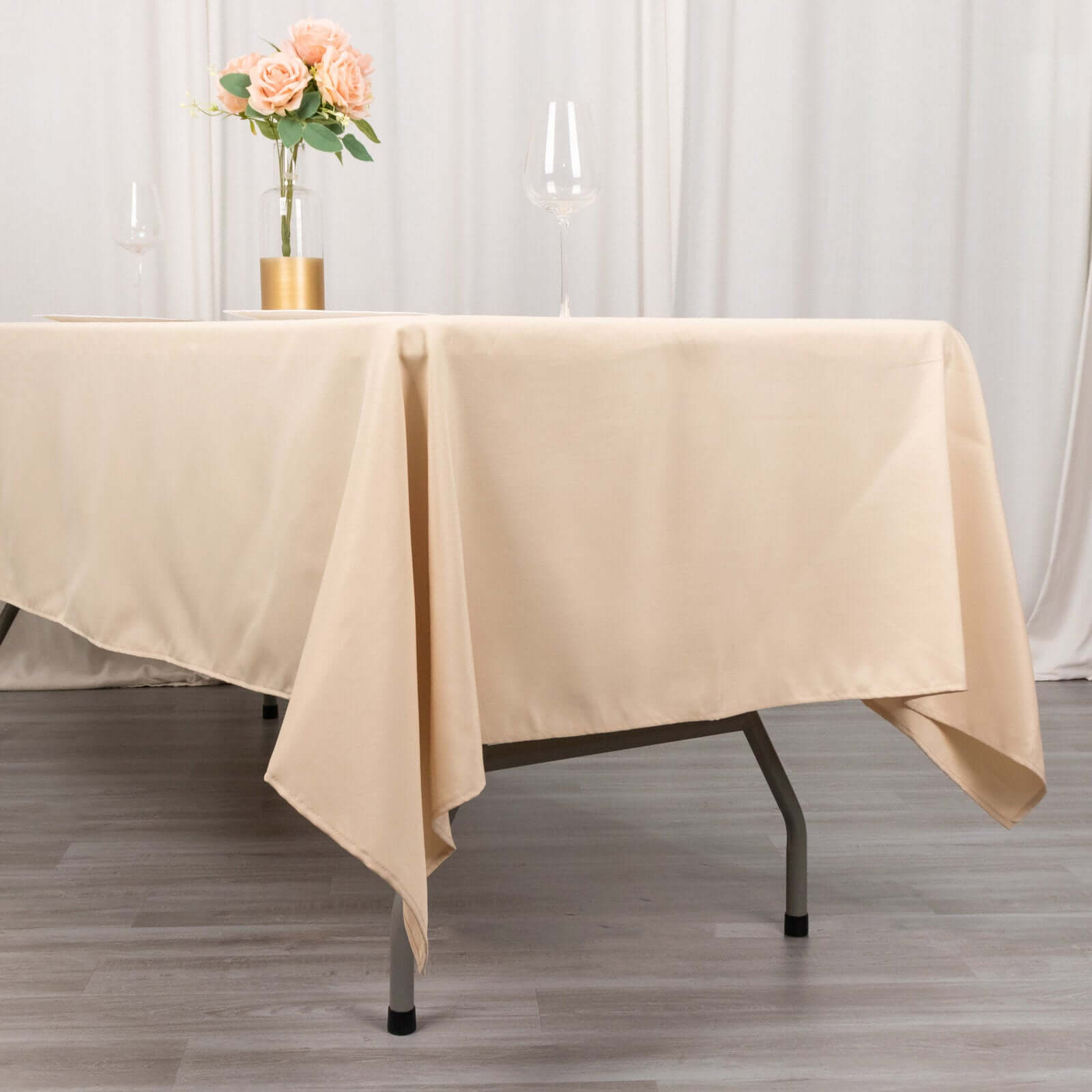Premium Polyester 60"x102" Rectangle Tablecloth Beige - Durable 220GSM Wrinkle - Resistant Table Cover - Bell Racket Store