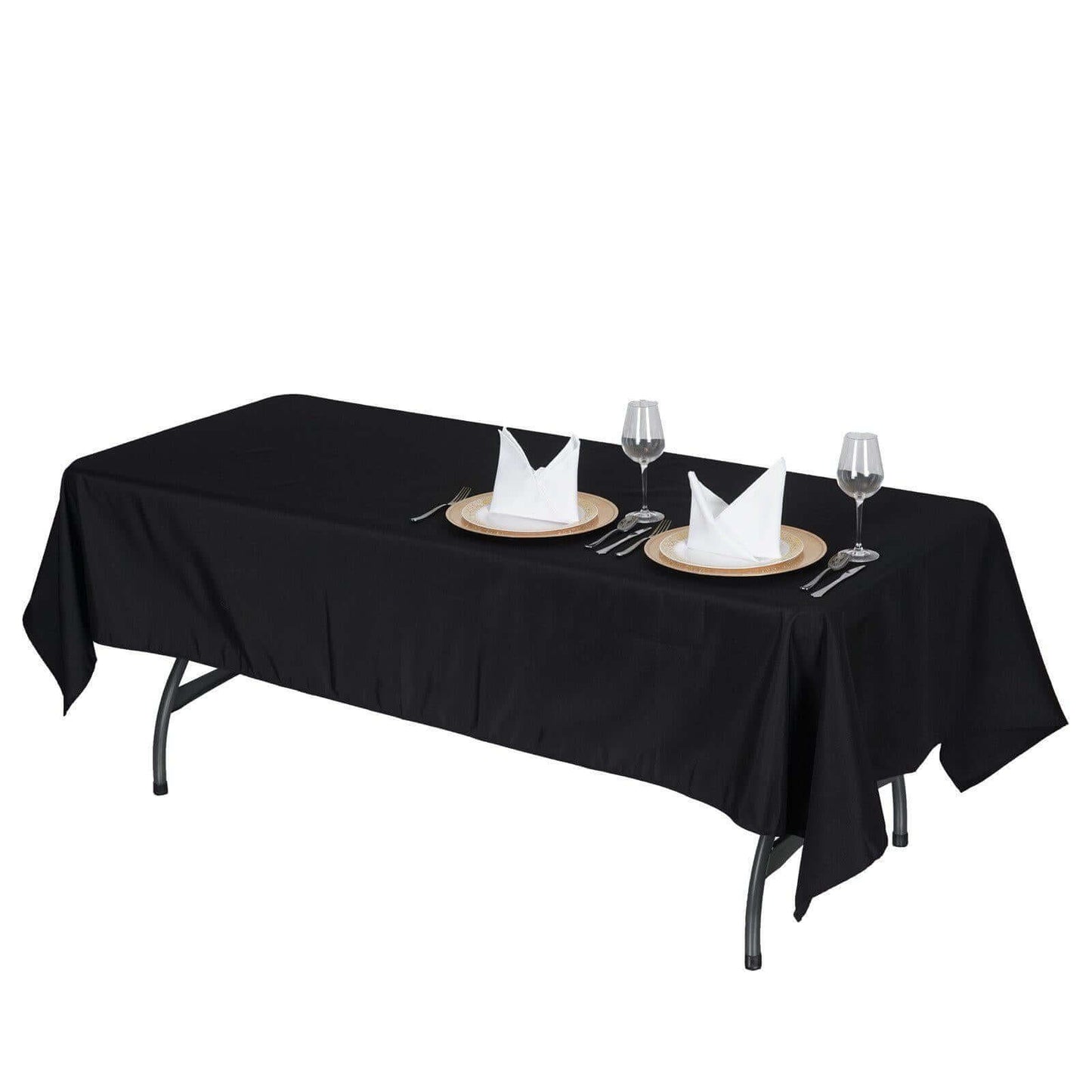 Premium Polyester 60"x102" Rectangle Tablecloth Black - Durable 220GSM Wrinkle - Resistant Table Cover for Weddings & Events - NestOCart