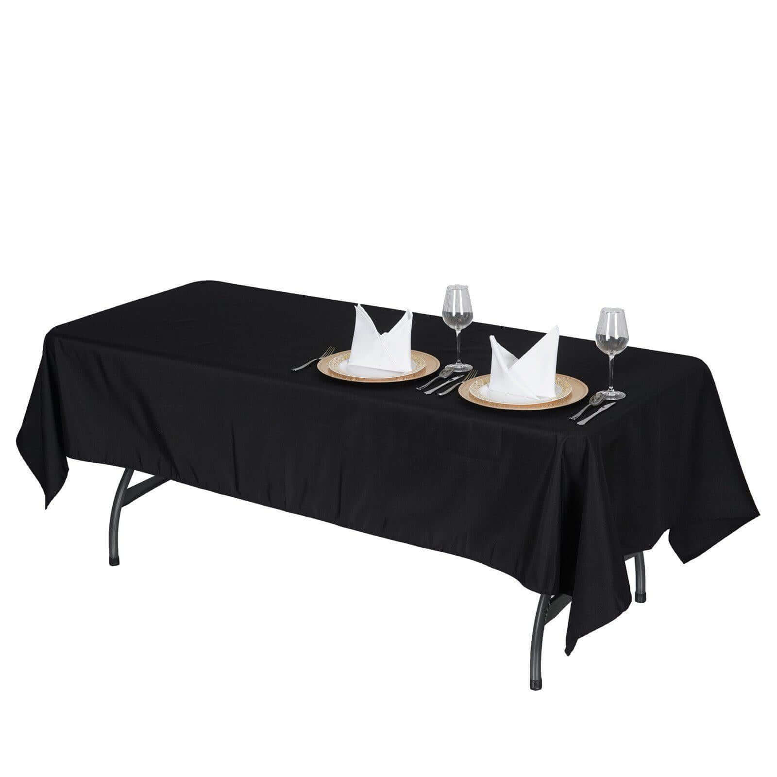 Premium Polyester 60"x102" Rectangle Tablecloth Black - Durable 220GSM Wrinkle - Resistant Table Cover for Weddings & Events - NestOCart