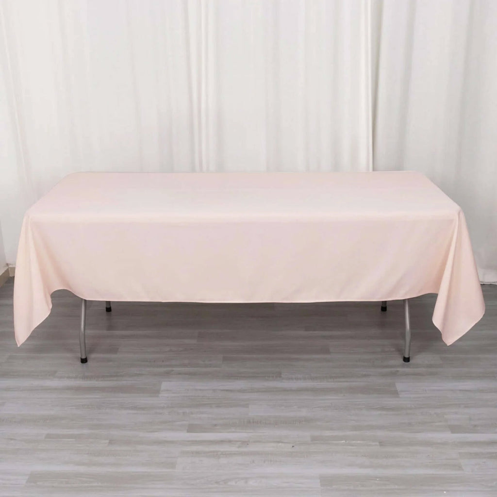 Premium Polyester 60"x102" Rectangle Tablecloth Blush - Durable 220GSM Wrinkle - Resistant Table Cover - Bell Racket Store