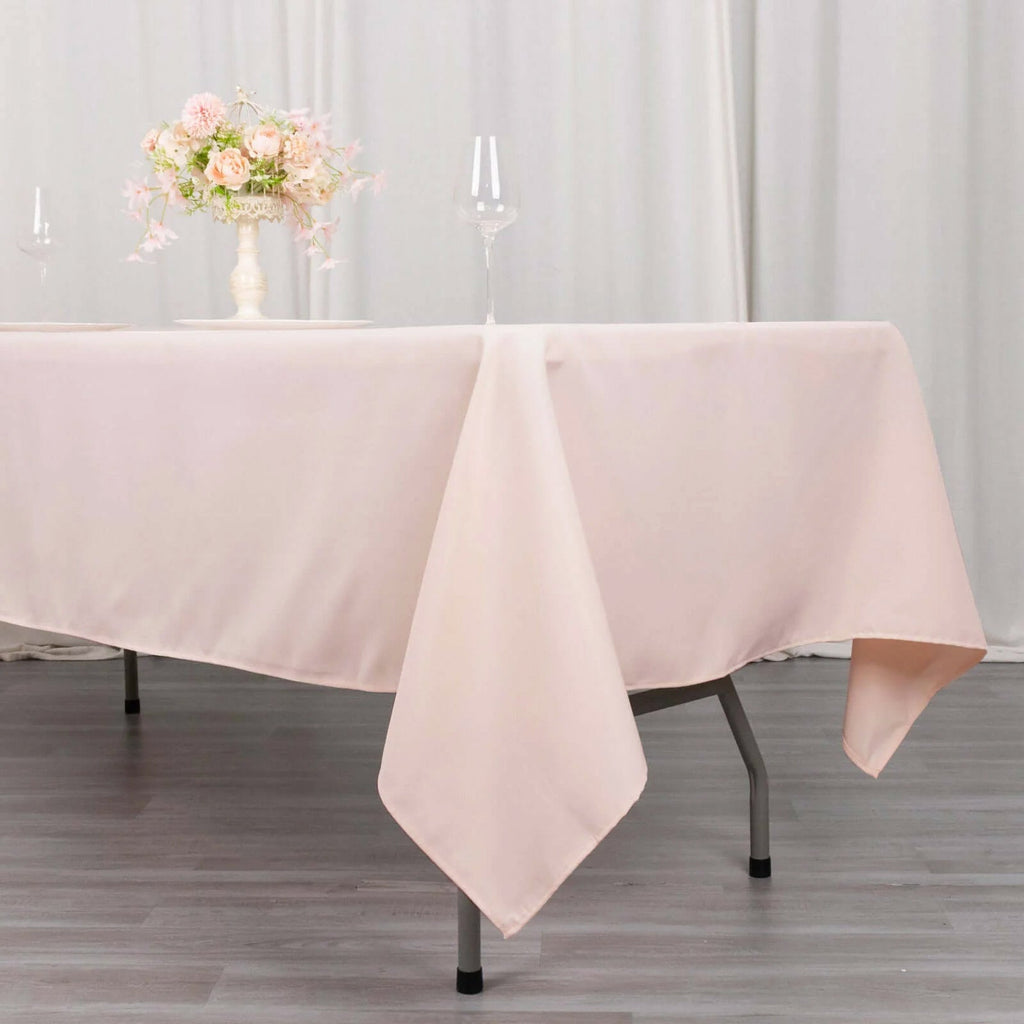 Premium Polyester 60"x102" Rectangle Tablecloth Blush - Durable 220GSM Wrinkle - Resistant Table Cover - Bell Racket Store