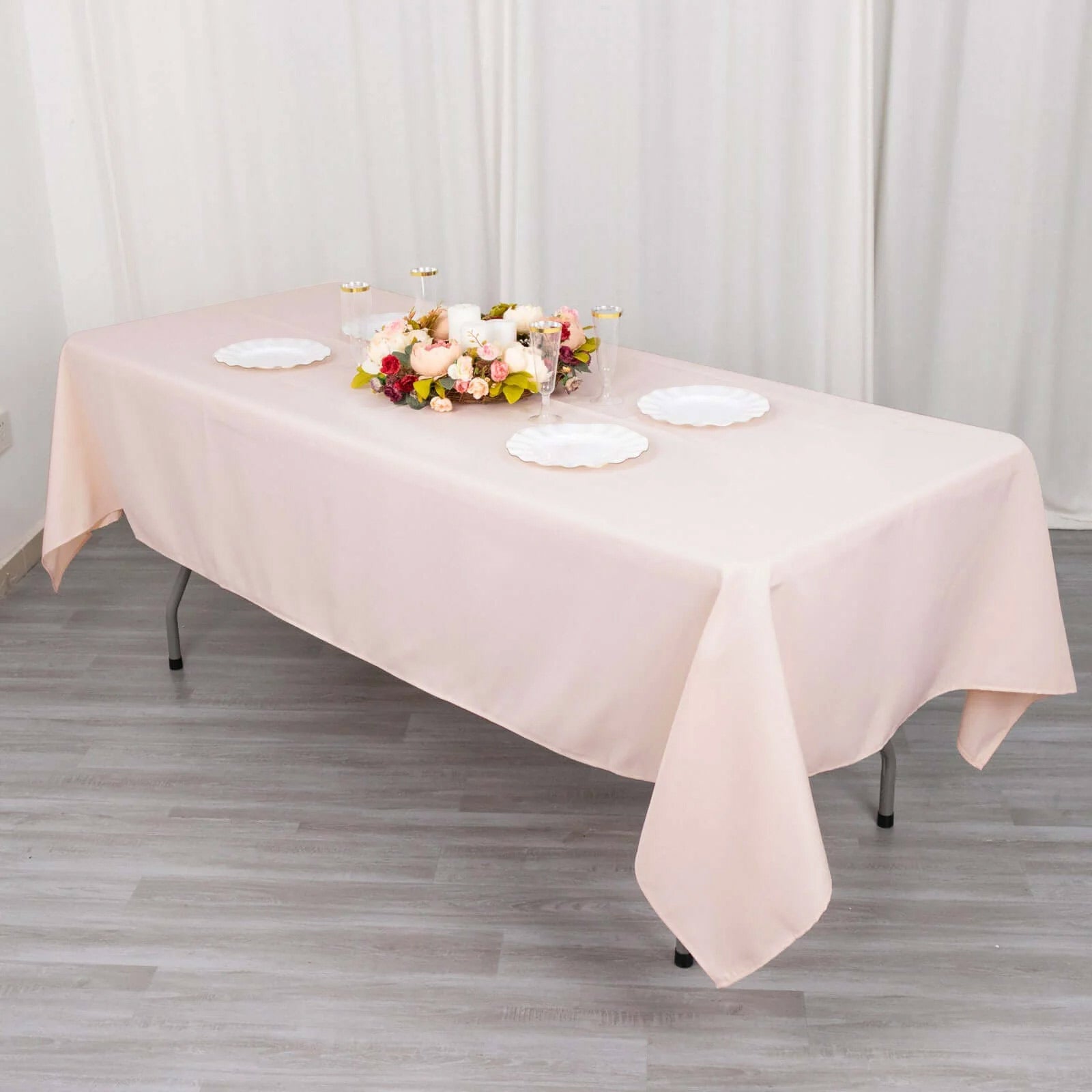 Premium Polyester 60"x102" Rectangle Tablecloth Blush - Durable 220GSM Wrinkle - Resistant Table Cover - Bell Racket Store