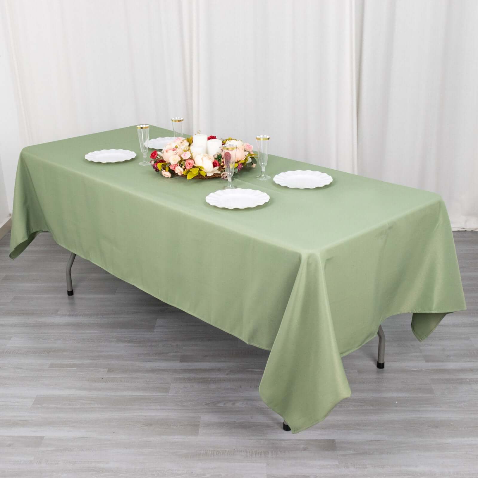 Premium Polyester 60"x102" Rectangle Tablecloth Dusty Sage Green - Durable 220GSM Wrinkle - Resistant Table Cover - Bell Racket Store