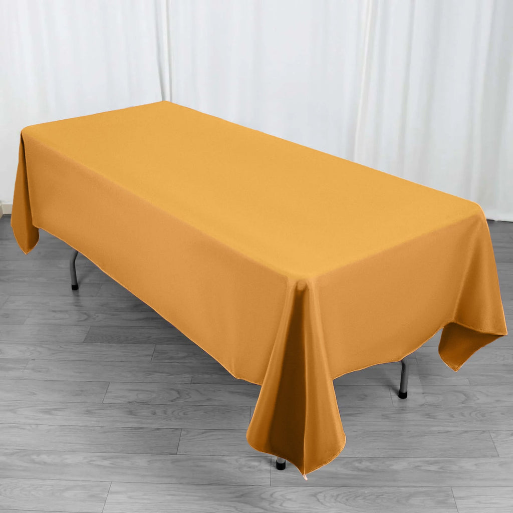 Premium Polyester 60"x102" Rectangle Tablecloth Gold - Durable 220GSM Wrinkle - Resistant Table Cover - Bell Racket Store