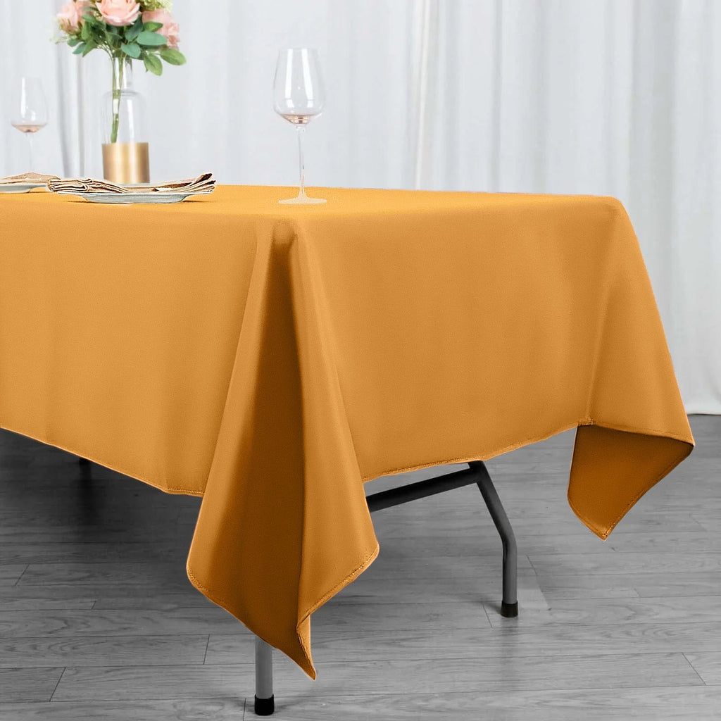 Premium Polyester 60"x102" Rectangle Tablecloth Gold - Durable 220GSM Wrinkle - Resistant Table Cover - Bell Racket Store