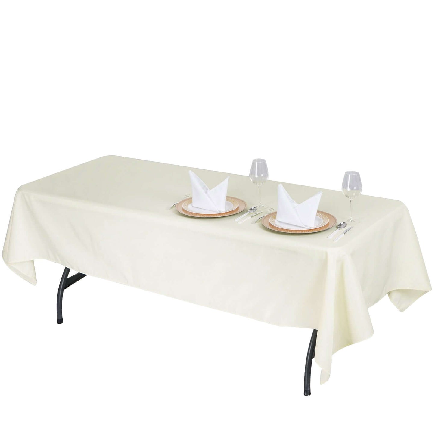 Premium Polyester 60"x102" Rectangle Tablecloth Ivory - Durable 220GSM Wrinkle - Resistant Table Cover - NestOCart