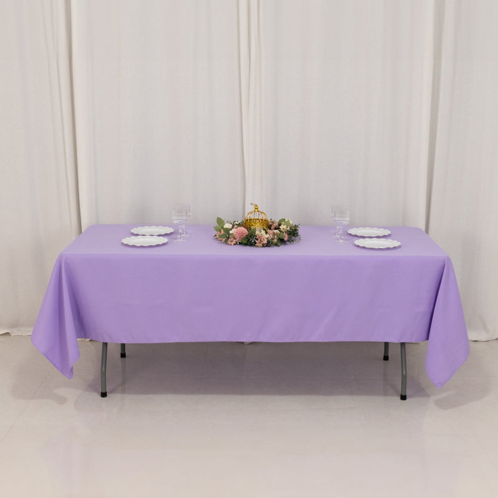 Premium Polyester 60"x102" Rectangle Tablecloth Lavender Lilac - Durable 220GSM Wrinkle - Resistant Table Cover - Bell Racket Store