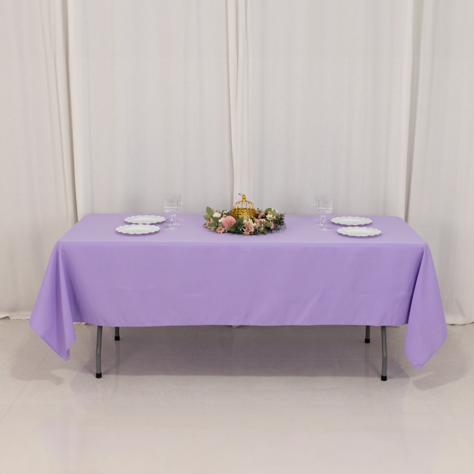 Premium Polyester 60"x102" Rectangle Tablecloth Lavender Lilac - Durable 220GSM Wrinkle - Resistant Table Cover - Bell Racket Store