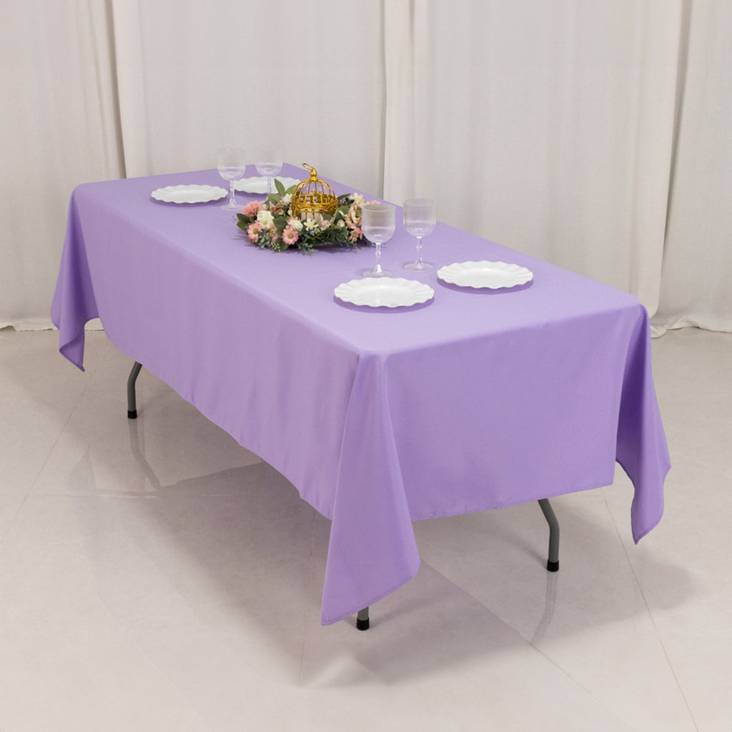 Premium Polyester 60"x102" Rectangle Tablecloth Lavender Lilac - Durable 220GSM Wrinkle - Resistant Table Cover - Bell Racket Store