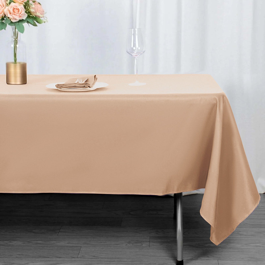 Premium Polyester 60"x102" Rectangle Tablecloth Nude - Durable 220GSM Wrinkle - Resistant Table Cover - Bell Racket Store