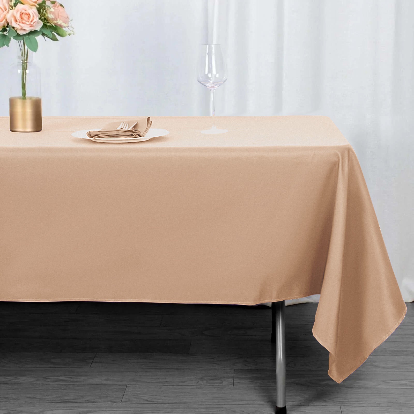 Premium Polyester 60"x102" Rectangle Tablecloth Nude - Durable 220GSM Wrinkle - Resistant Table Cover - Bell Racket Store