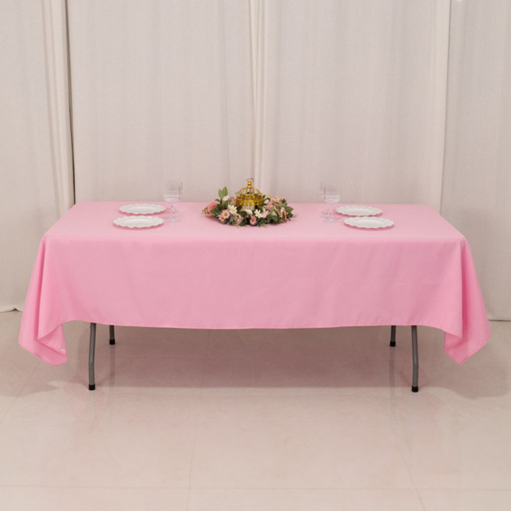 Premium Polyester 60"x102" Rectangle Tablecloth Pink - Durable 220GSM Wrinkle - Resistant Table Cover - Bell Racket Store
