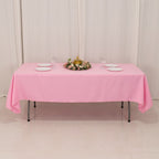 Premium Polyester 60"x102" Rectangle Tablecloth Pink - Durable 220GSM Wrinkle - Resistant Table Cover - Bell Racket Store