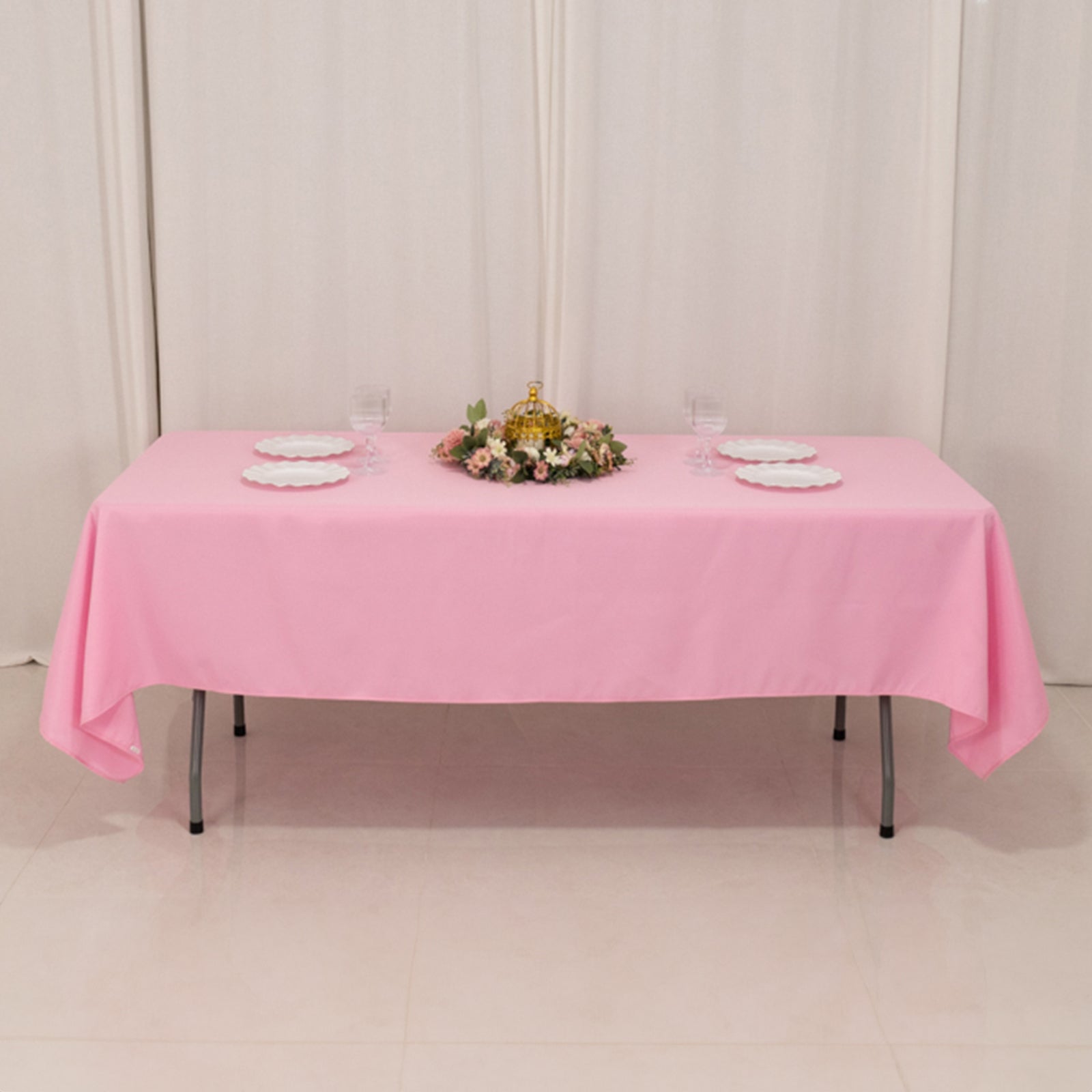 Premium Polyester 60"x102" Rectangle Tablecloth Pink - Durable 220GSM Wrinkle - Resistant Table Cover - Bell Racket Store