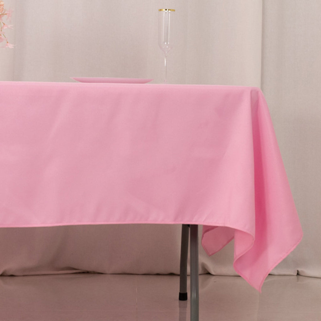 Premium Polyester 60"x102" Rectangle Tablecloth Pink - Durable 220GSM Wrinkle - Resistant Table Cover - Bell Racket Store