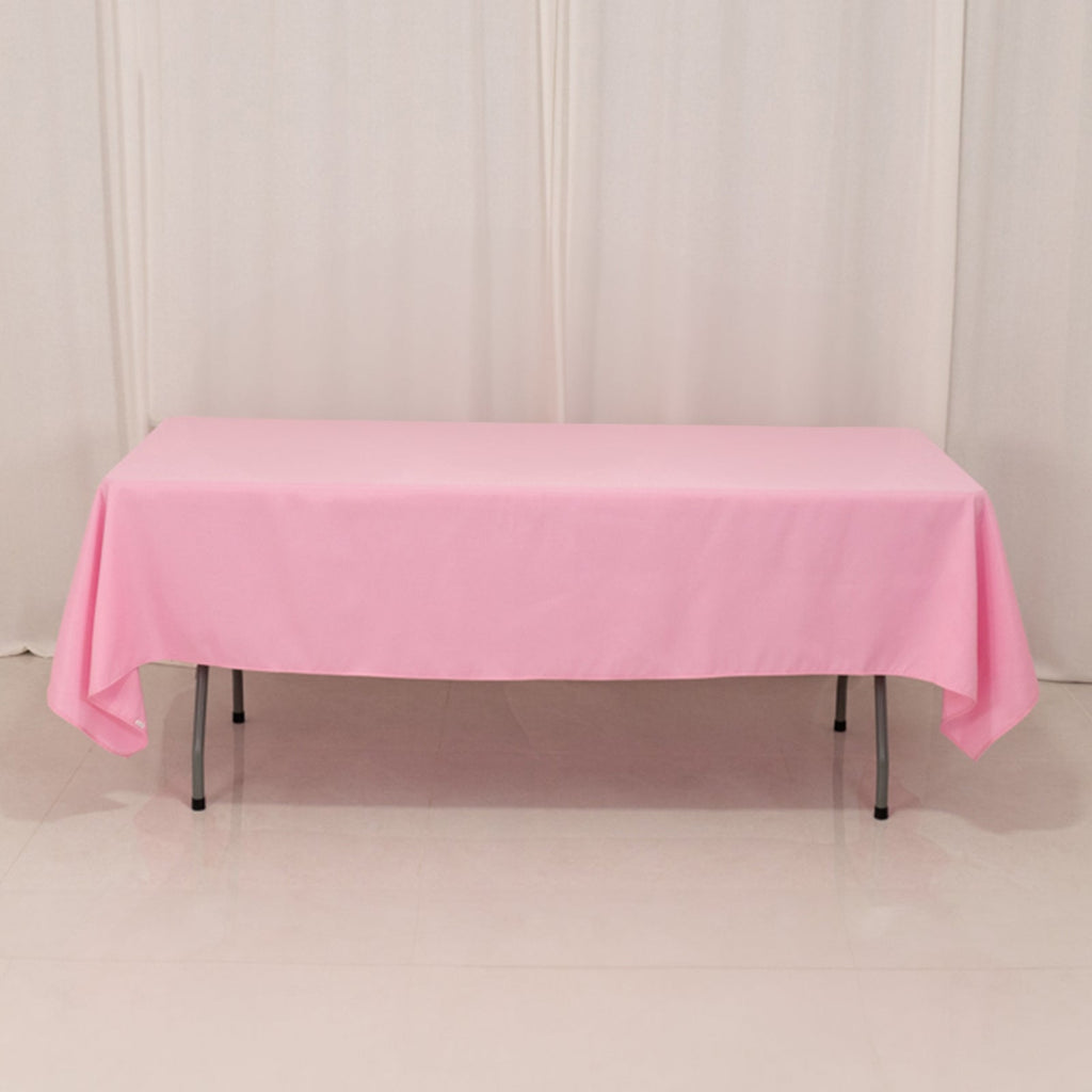 Premium Polyester 60"x102" Rectangle Tablecloth Pink - Durable 220GSM Wrinkle - Resistant Table Cover - Bell Racket Store