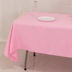 Premium Polyester 60"x102" Rectangle Tablecloth Pink - Durable 220GSM Wrinkle - Resistant Table Cover - Bell Racket Store