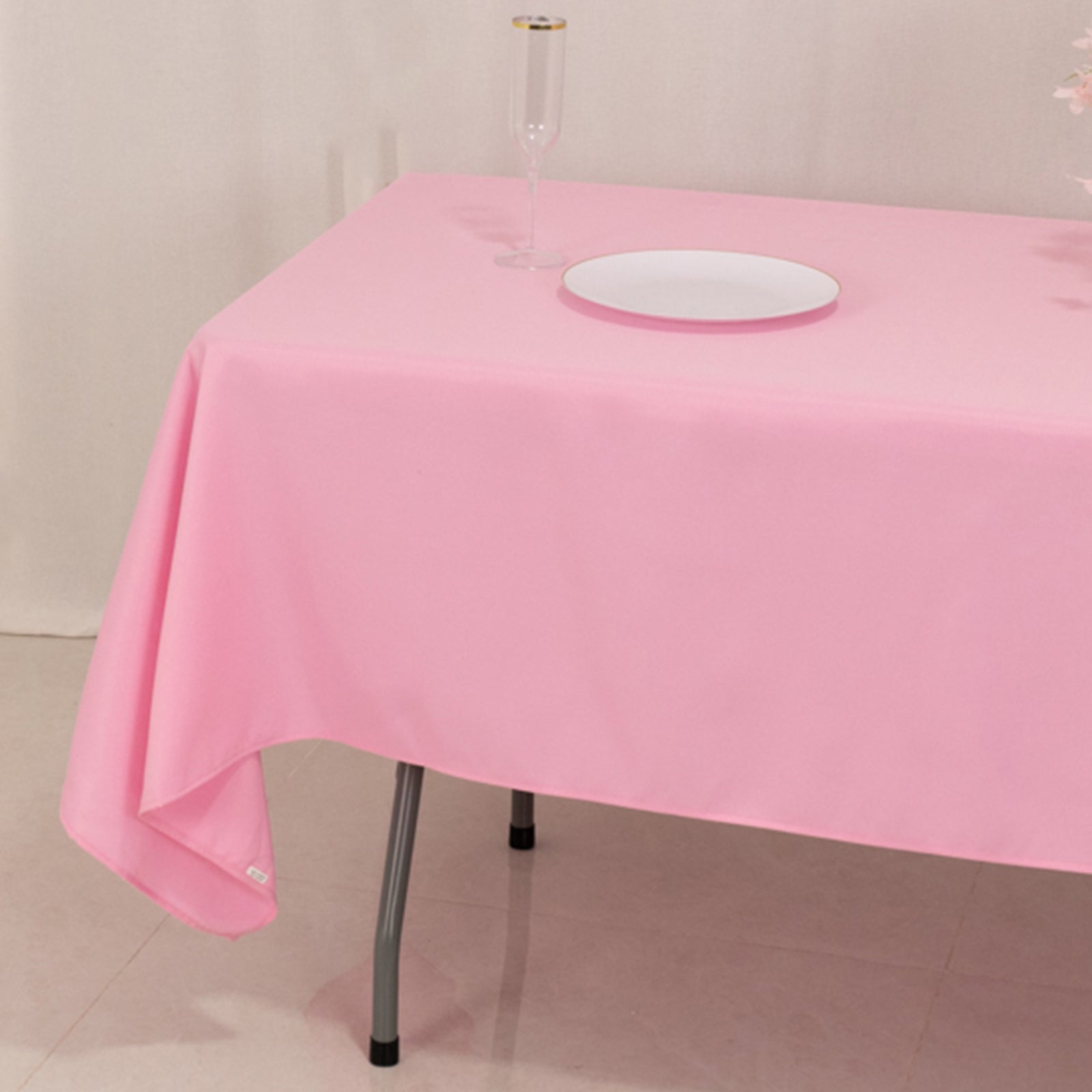 Premium Polyester 60"x102" Rectangle Tablecloth Pink - Durable 220GSM Wrinkle - Resistant Table Cover - Bell Racket Store