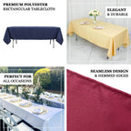 Premium Polyester 60"x102" Rectangle Tablecloth Purple - Durable 220GSM Wrinkle - Resistant Table Cover - Bell Racket Store