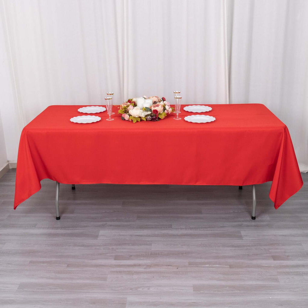 Premium Polyester 60"x102" Rectangle Tablecloth Red - Durable 220GSM Wrinkle - Resistant Table Cover - Bell Racket Store