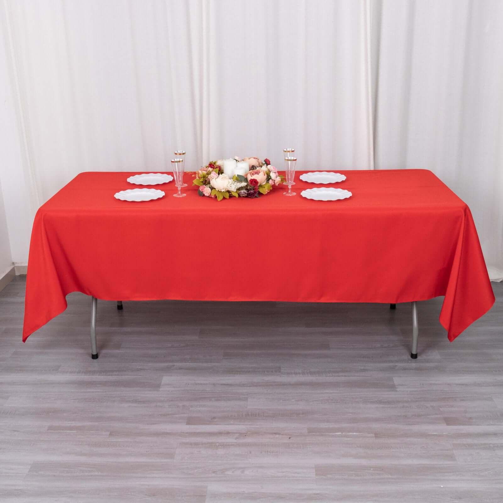 Premium Polyester 60"x102" Rectangle Tablecloth Red - Durable 220GSM Wrinkle - Resistant Table Cover - Bell Racket Store