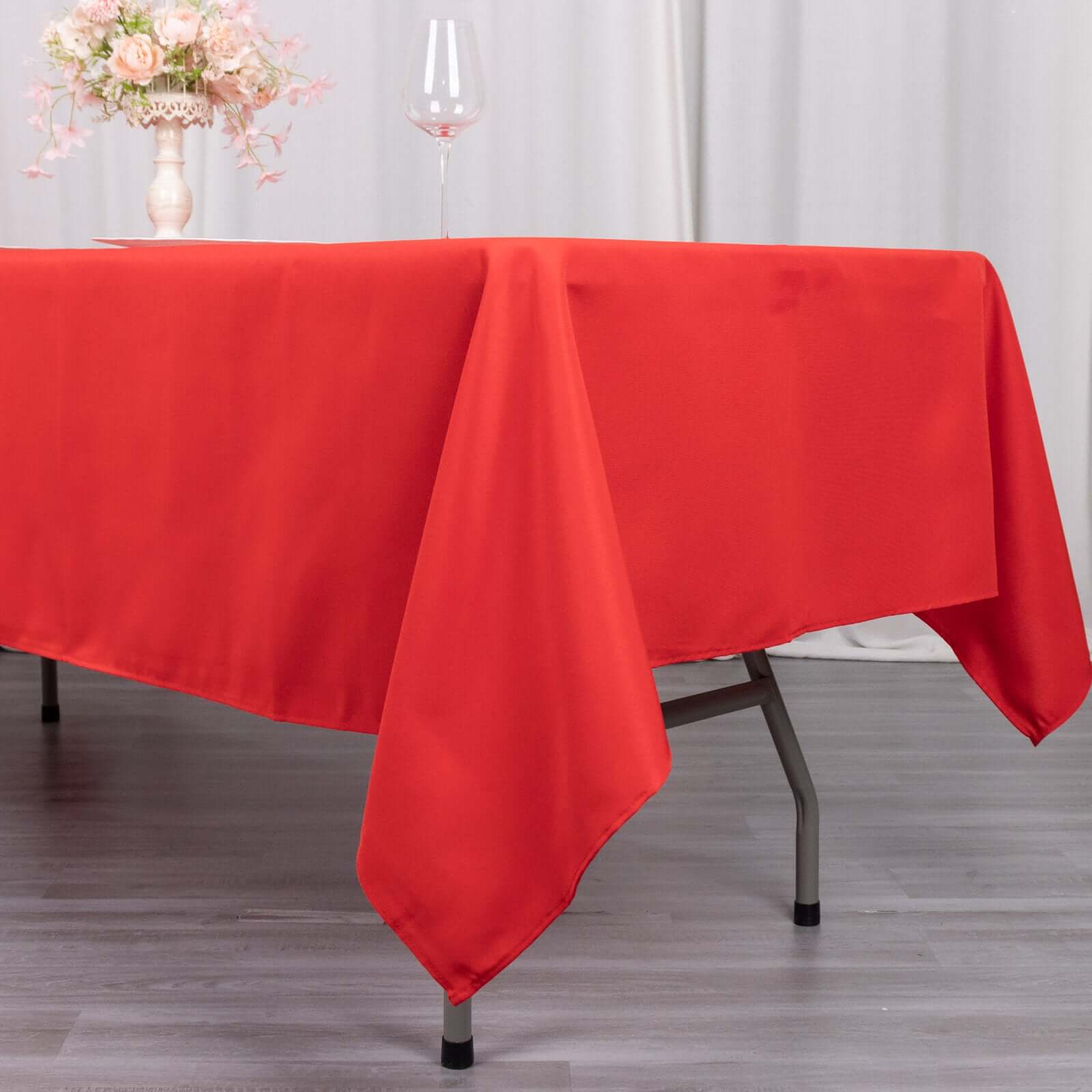 Premium Polyester 60"x102" Rectangle Tablecloth Red - Durable 220GSM Wrinkle - Resistant Table Cover - Bell Racket Store
