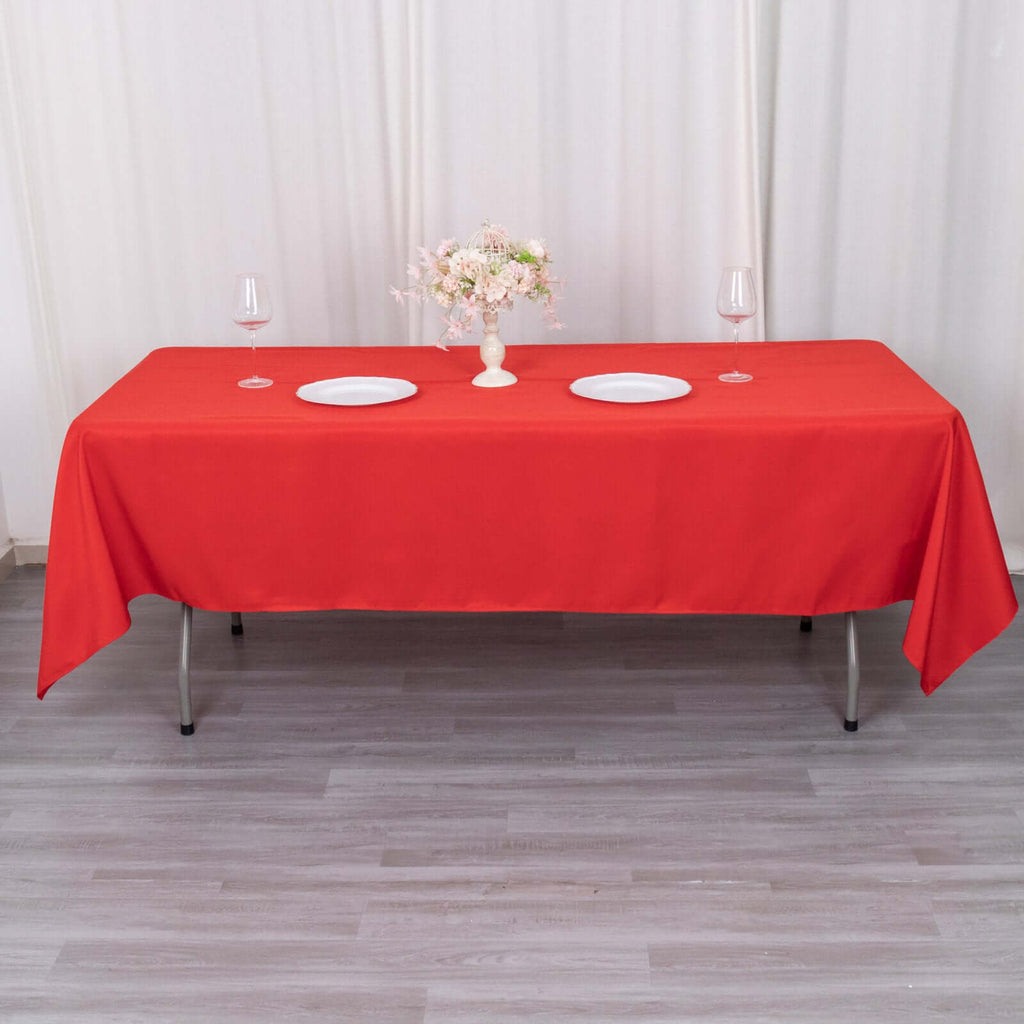Premium Polyester 60"x102" Rectangle Tablecloth Red - Durable 220GSM Wrinkle - Resistant Table Cover - Bell Racket Store