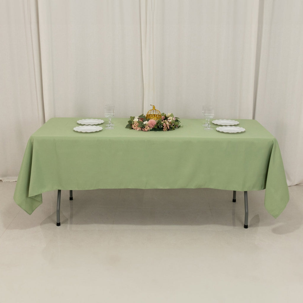 Premium Polyester 60"x102" Rectangle Tablecloth Sage Green - Durable 220GSM Wrinkle - Resistant Table Cover - Bell Racket Store