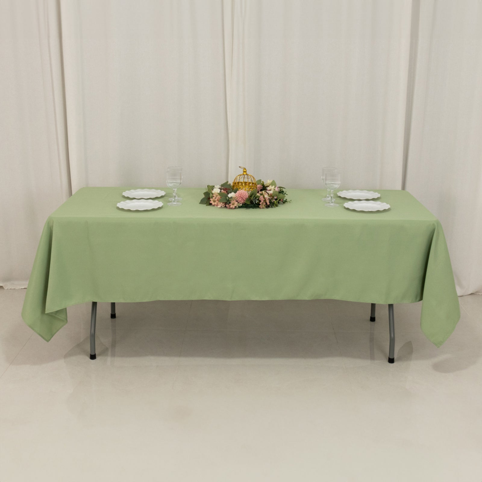 Premium Polyester 60"x102" Rectangle Tablecloth Sage Green - Durable 220GSM Wrinkle - Resistant Table Cover - Bell Racket Store