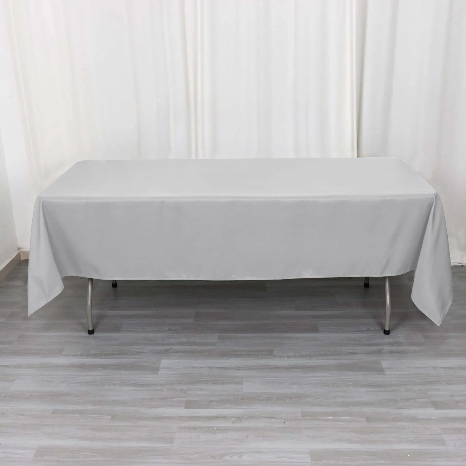 Premium Polyester 60"x102" Rectangle Tablecloth Silver - Durable 220GSM Wrinkle - Resistant Table Cover - Bell Racket Store