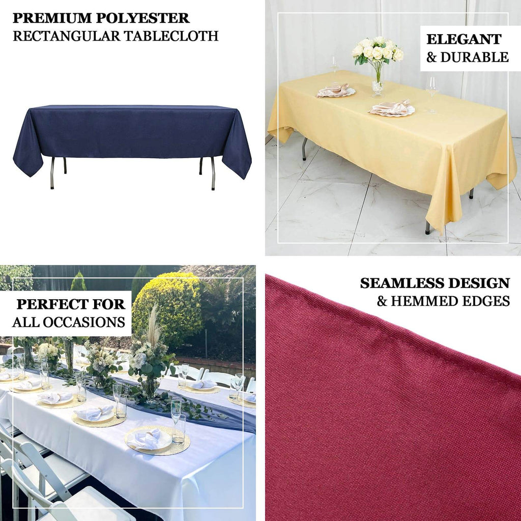 Premium Polyester 60"x102" Rectangle Tablecloth Silver - Durable 220GSM Wrinkle - Resistant Table Cover - Bell Racket Store