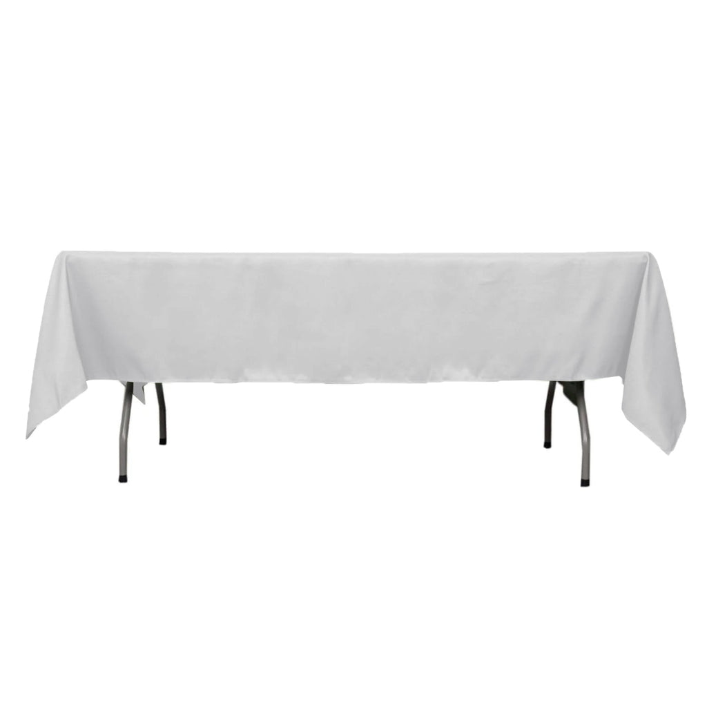 Premium Polyester 60"x102" Rectangle Tablecloth Silver - Durable 220GSM Wrinkle - Resistant Table Cover - Bell Racket Store