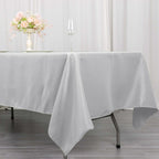 Premium Polyester 60"x102" Rectangle Tablecloth Silver - Durable 220GSM Wrinkle - Resistant Table Cover - Bell Racket Store