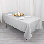 Premium Polyester 60"x102" Rectangle Tablecloth Silver - Durable 220GSM Wrinkle - Resistant Table Cover - Bell Racket Store