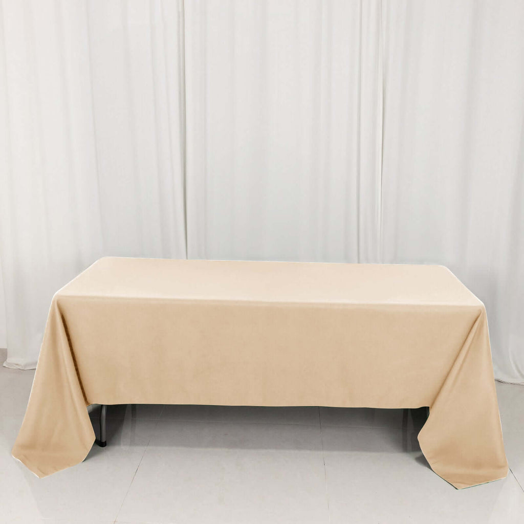 Premium Polyester 60"x126" Rectangle Tablecloth Beige - Stain - Resistant 220GSM Finish Table Cover - Bell Racket Store