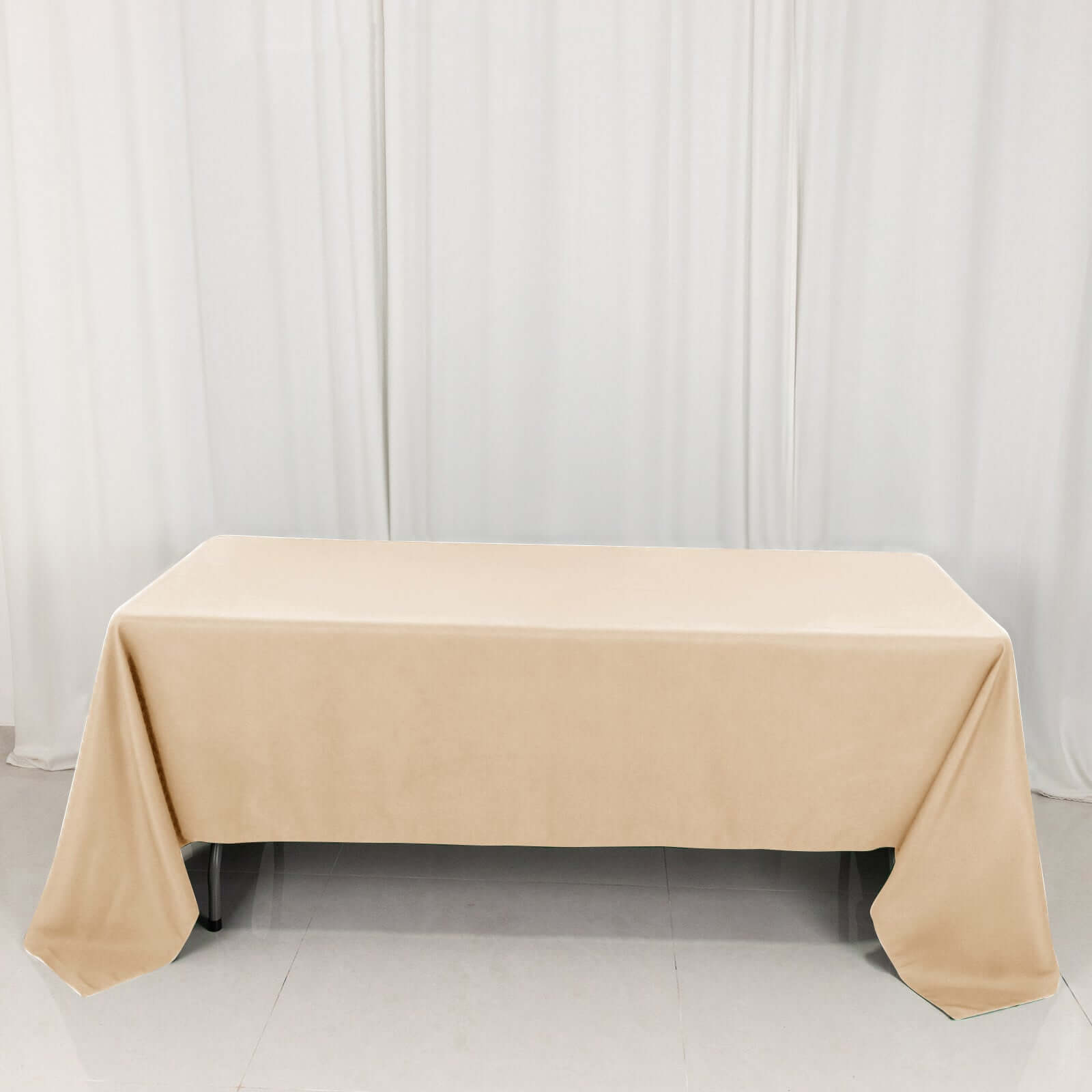 Premium Polyester 60"x126" Rectangle Tablecloth Beige - Stain - Resistant 220GSM Finish Table Cover - Bell Racket Store
