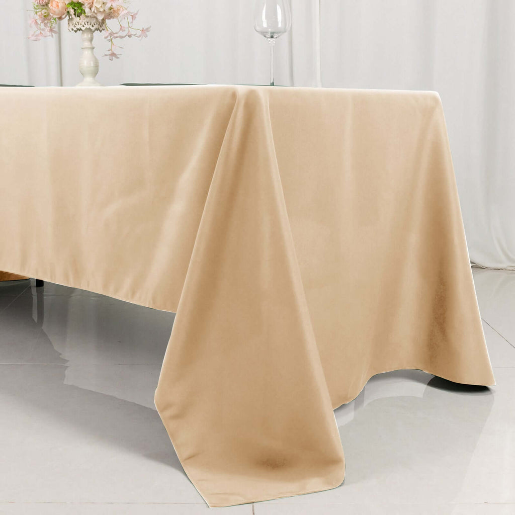 Premium Polyester 60"x126" Rectangle Tablecloth Beige - Stain - Resistant 220GSM Finish Table Cover - Bell Racket Store