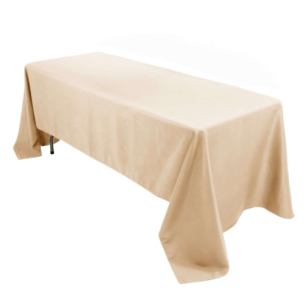Premium Polyester 60"x126" Rectangle Tablecloth Beige - Stain - Resistant 220GSM Finish Table Cover - Bell Racket Store